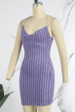 Vestido sin mangas con correa de espagueti sin espalda sólida casual casual púrpura Vestidos