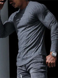 Grey Men's Basic Long Sleeve Top