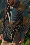 Sudadera con capucha colorblock geométrica para hombre negra 017