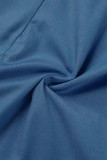 Синие сексуальные однотонные лоскутные платья-карандаш на тонких бретелях