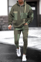 Felpa con cappuccio stampata personalizzata da uomo verde militare Set 018