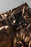 Pantalones cortos informales sólidos básicos ajustados cintura alta color sólido convencional negro