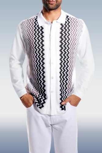 White Walking Suit 2 Piece Long Sleeve Set