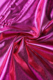 Calções de cor sólida lisos lisos convencionais rosa vermelhos básicos básicos magros de cintura alta