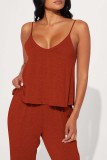 Groen Sexy Casual Solid Backless Spaghetti Band Mouwloos Twee Stukken