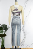 Khaki Casual Print Basic U-Ausschnitt Weste Kleid Kleider