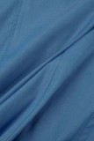 Синие сексуальные однотонные лоскутные платья-карандаш на тонких бретелях