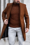 Brown Red Street Fashion Casual Business Fitted Coat