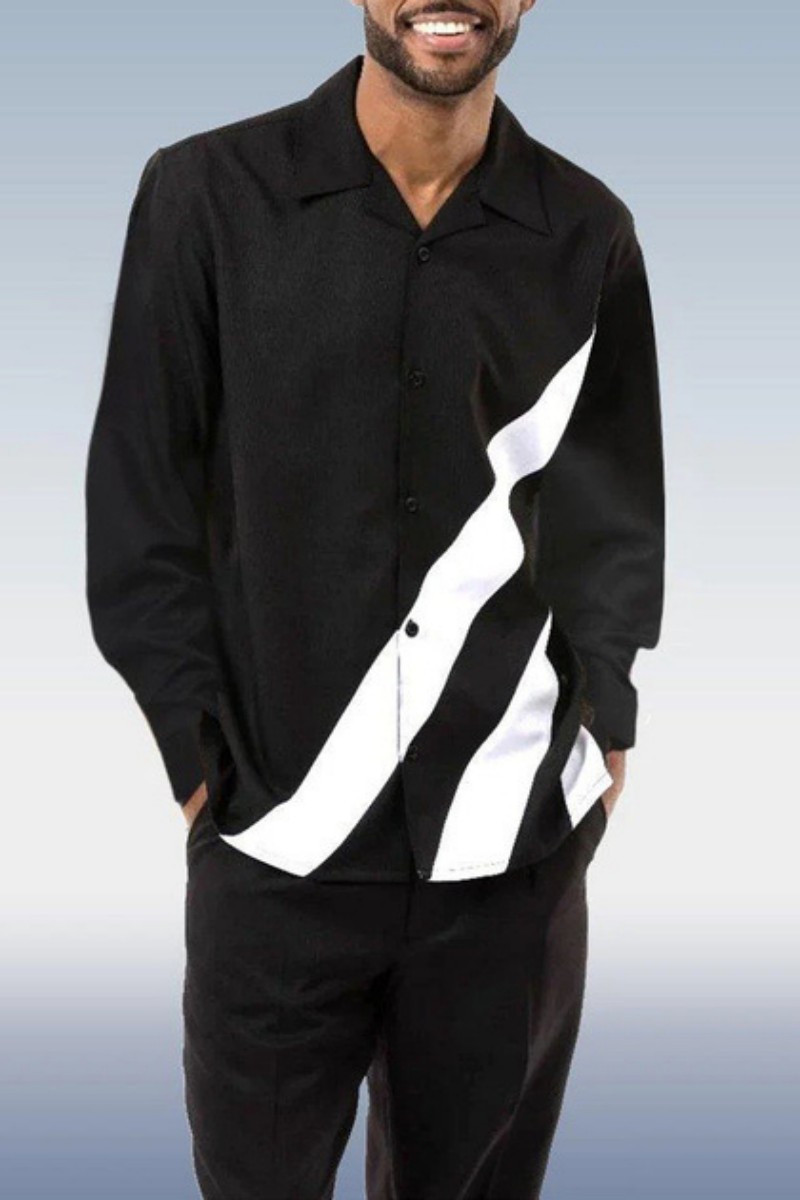 Black Long Sleeve 2pc Walking Leisure Suit