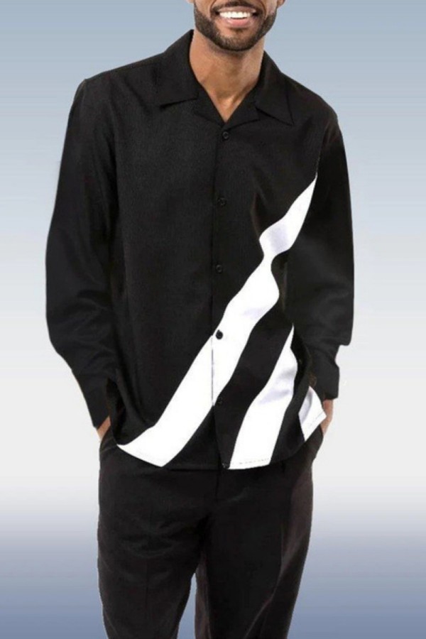 Черный прогулочный костюм, комплект из 2 предметов с длинным рукавом