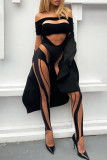 Kaki Casual Street Sportswear Randig genomskinlig Skinny Mid Waist Penna Positionering Tryck Bottnar