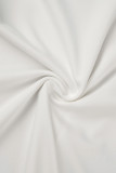 Branco sexy sólido patchwork sem costas gola oblíqua vestidos vestidos longos