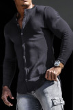 Schwarzer Basic-Cardigan mit langen Ärmeln für Herren