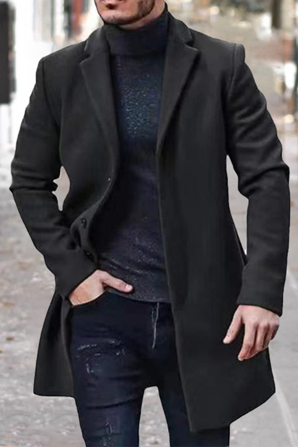 Manteau ajusté noir Street Fashion Casual Business