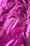 Rose Rouge Casual Solide Basique Maigre Taille Haute Classique Short de Couleur Unie