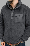 Темно-серый мужской зимний теплый плюшевый повседневный пуловер