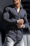 Black Men's Basic Long Sleeve Top Cardigan