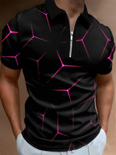 Black Fashion Casual Printed Polo Shirt
