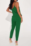 Green Sexy Casual Solid Backless Spaghetti Strap Sans Manches Deux Pièces