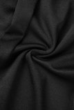 ブラック エレガント ソリッド パッチワーク フラウンス ターンダウンカラー ペンシル スカート ドレス