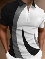Grau-weißes, modisches, lässig bedrucktes Poloshirt