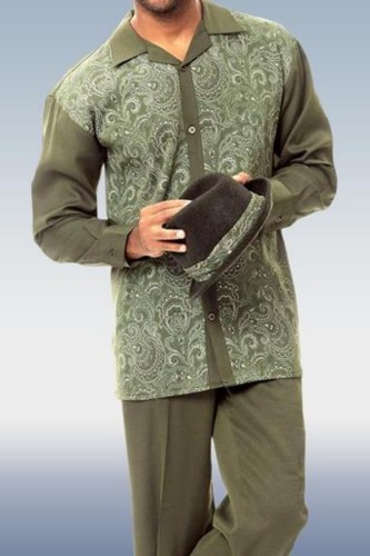 Army Green Walking Suit 2 Piece Long Sleeve Set