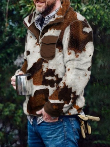 Café Pull décontracté en peluche d'hiver pour hommes