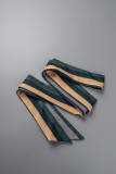 Pagliaccetti regolari a righe da lavoro casual eleganti con frenulo a righe e cinturino per spaghetti (con cintura)
