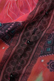 Casaco Cardigã com estampa casual turquesa e decote em V