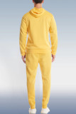 Conjunto de duas peças de calças de suéter amarelo masculino amarelo 003