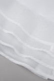 Patchwork uni décontracté blanc avec robe sans manches à nœud Robes