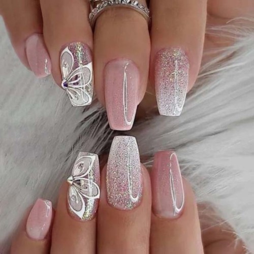 Pink Casual Butterfly Basic Nail Paste (Subject To The Actual Object)