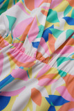 Robes de grande taille multicolore imprimé décontracté col en V col en V