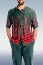 Conjunto de roupa de caminhada com padrão cruzado verde manga curta