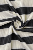 Vestidos de falda de lápiz de patchwork con estampado de rayas sexy negro