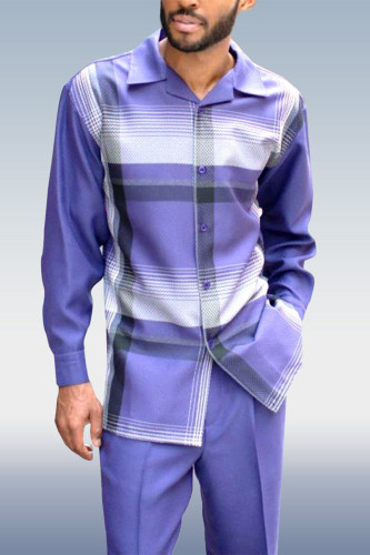 Purple Long Sleeve Trouser Line Two-Piece Walking Suit