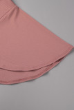 Roxo elegante sólido patchwork dobrado decote em V manga curta duas peças