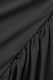 グリーン セクシー ソリッド 中空アウト パッチワーク 小帯フラウンス スパゲッティ ストラップ スリング ドレス ドレス