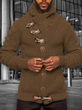 Graue, lässige, einfarbige Rollkragen-Oberbekleidung mit Patchwork-Knöpfen