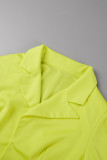 Blå Casual Solid Patchwork Cardigan Turndown-krage Långärmad i två delar