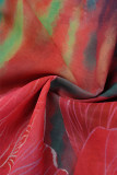 Rose rood casual print vest V-hals bovenkleding