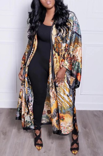Multicolor Casual Print Cardigan Outerwear