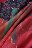 Blauw Rood Casual Print Vest V-hals Bovenkleding
