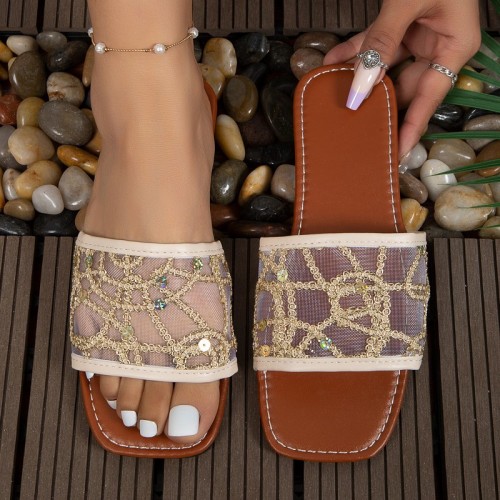 Gold Casual Daily Patchwork Square Comfortable Shoes