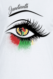T-shirts décontractés à col rond et patchwork imprimés Street Eyes rouges