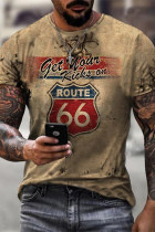 Khaki T-shirt med motorcykeltryck