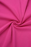 Розово-красный сексуальный сплошной бинт в стиле пэчворк с открытой спиной асимметричный недоуздок плюс размер из двух частей