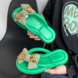 Sapatos confortáveis ​​redondos verdes com retalhos casuais