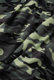 Camouflage Casual Street Camouflage Print Bandage Patchwork Schnalle Umlegekragen Normale Strampler