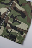 Camouflage Sexy Camouflageprint Lapwerk Ruglooze strapless mouwloze tweedelig